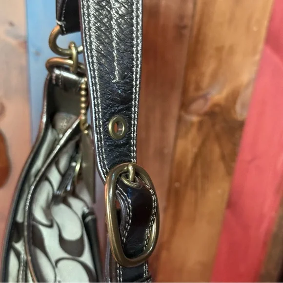 Coach Bleecker Signature Stitched Khaki Bronze Hobo Bag Rare, Gorgeous & Classic - Picture 6 of 12